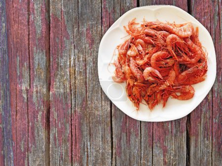 Photo for Shrimps on wooden background - Royalty Free Image
