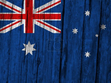 Téléchargez les photos : Drapeau Australie sur fond bois grunge - en image libre de droit