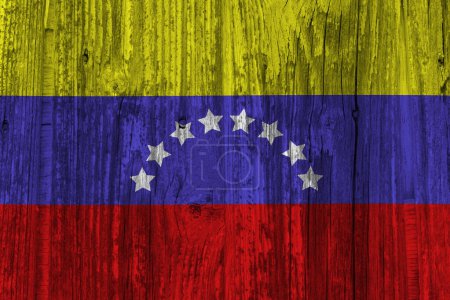 Photo for Venezuela flag on grunge wooden background - Royalty Free Image