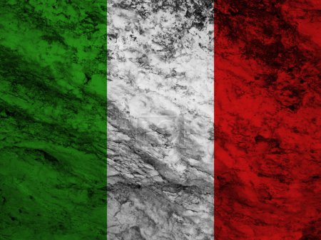 Téléchargez les photos : Drapeau Italie sur texture de pierre brute rayée - en image libre de droit