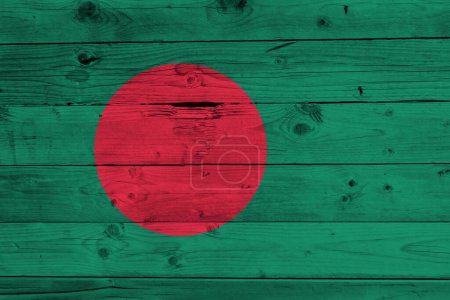 Foto de Bandera de Bangladesh sobre fondo grunge de madera - Imagen libre de derechos