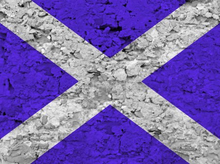 Téléchargez les photos : Drapeau Écosse sur texture de pierre brute rayée - en image libre de droit