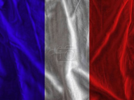 Téléchargez les photos : Drapeau de France sur la surface ondulée du tissu - en image libre de droit