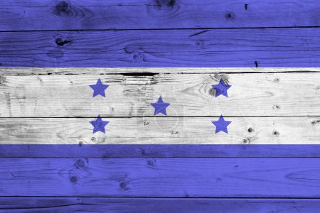 Foto de Bandera de Honduras sobre fondo grunge de madera - Imagen libre de derechos