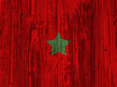 Photo for Marocco flag on grunge wooden background - Royalty Free Image