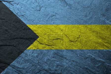 Photo for Bahamas flag on scratched rough stone texture - Royalty Free Image