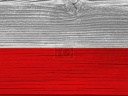 Foto de Bandera de Polonia sobre fondo grunge de madera - Imagen libre de derechos