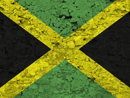 Foto de Bandera de Jamaica en textura de piedra rugosa rayada - Imagen libre de derechos