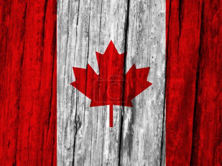 Téléchargez les photos : Drapeau du Canada sur fond en bois grunge - en image libre de droit
