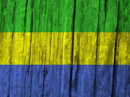 Photo for Gabon flag on grunge wooden background - Royalty Free Image