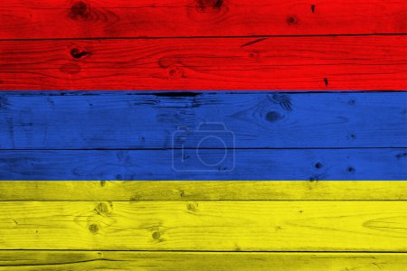 Foto de Bandera de Armenia sobre fondo grunge de madera - Imagen libre de derechos
