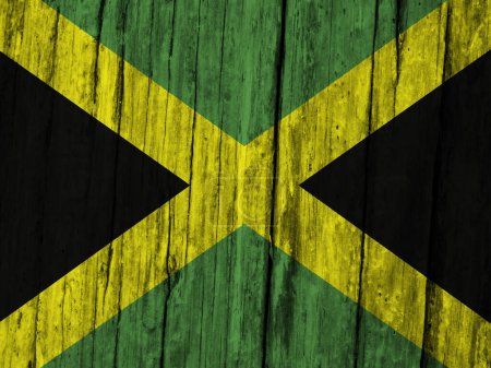 Foto de Bandera de Jamaica sobre fondo grunge de madera - Imagen libre de derechos