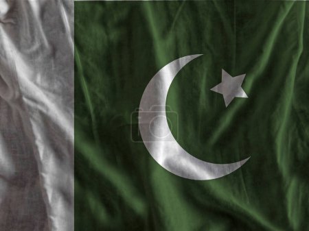 Téléchargez les photos : Drapeau du Pakistan sur la surface ondulée du tissu - en image libre de droit