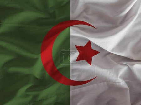 Foto de Bandera de Argelia sobre superficie ondulada de tela - Imagen libre de derechos