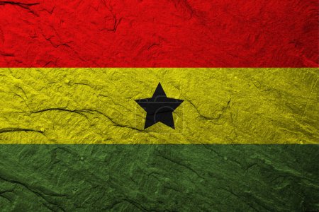 Photo for Ghana flag on scratched rough stone texture - Royalty Free Image