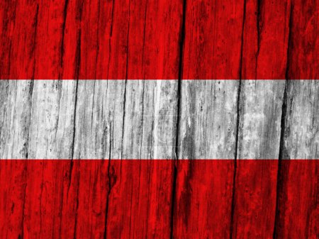 Foto de Bandera de Austria sobre fondo grunge de madera - Imagen libre de derechos