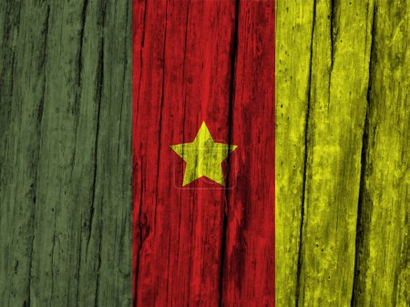 Téléchargez les photos : Drapeau Cameroun sur fond bois grunge - en image libre de droit