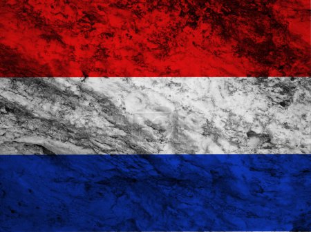 Foto de Bandera de Holanda en textura de piedra rugosa rayada - Imagen libre de derechos