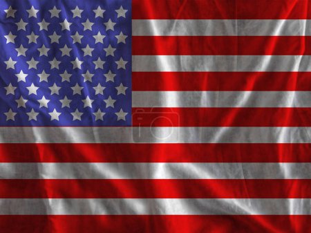 Foto de Bandera de los Estados Unidos sobre la superficie ondulada de la tela - Imagen libre de derechos