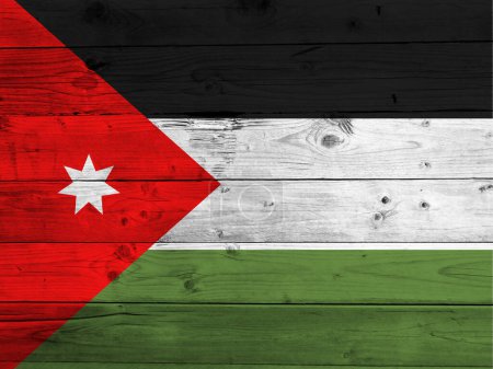 Photo for Jordan flag on grunge wooden background - Royalty Free Image