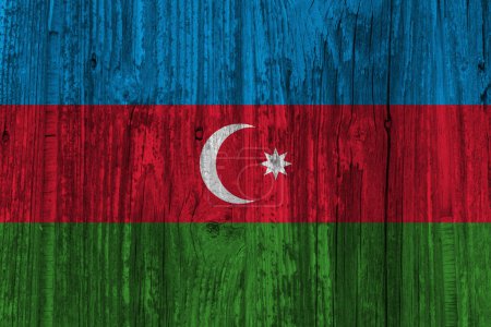 Téléchargez les photos : Drapeau Azerbaïdjan sur fond bois grunge - en image libre de droit