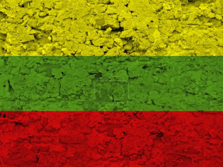 Photo for Lithuania flag on scratched rough stone texture - Royalty Free Image