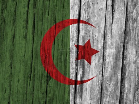 Foto de Bandera de Argelia sobre fondo grunge madera - Imagen libre de derechos