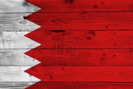 Téléchargez les photos : Drapeau Bahreïn sur fond bois grunge - en image libre de droit
