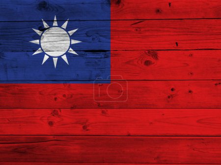 Foto de Bandera de Taiwán sobre fondo grunge de madera - Imagen libre de derechos