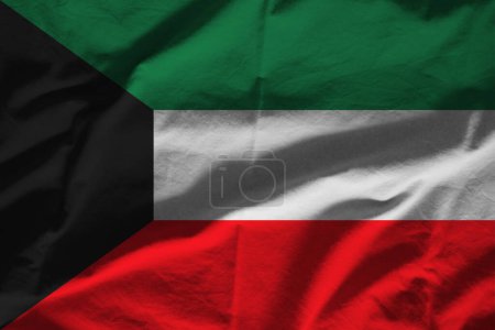 Téléchargez les photos : Drapeau Koweït sur la surface ondulée du tissu - en image libre de droit