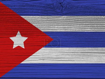 Photo for Cuba flag on grunge wooden background - Royalty Free Image