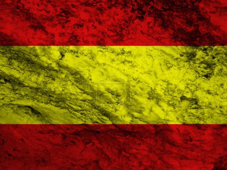 Foto de Bandera de España en textura de piedra rugosa rayada - Imagen libre de derechos