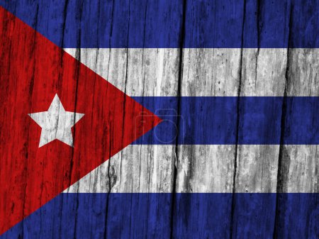 Foto de Bandera de Cuba sobre fondo grunge de madera - Imagen libre de derechos