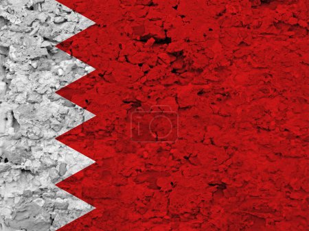 Photo for Bahrain flag on scratched rough stone texture - Royalty Free Image