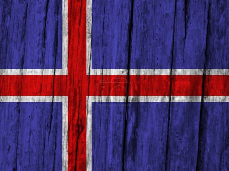 Téléchargez les photos : Drapeau Islande sur fond bois grunge - en image libre de droit