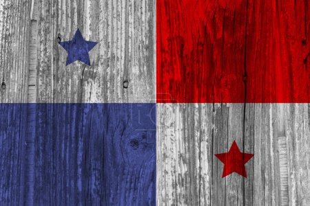 Foto de Bandera de Panamá sobre fondo grunge de madera - Imagen libre de derechos