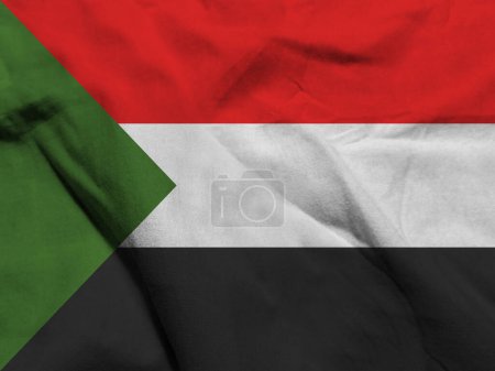Photo for Sudan flag on wavy surface of fabric - Royalty Free Image