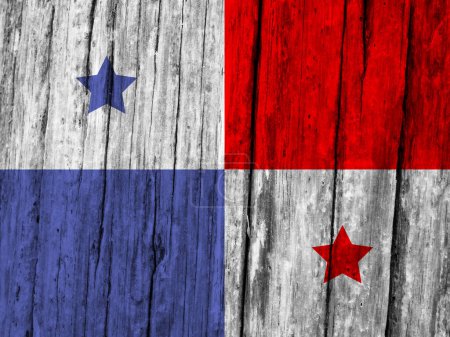 Téléchargez les photos : Drapeau de Panama sur fond en bois grunge - en image libre de droit