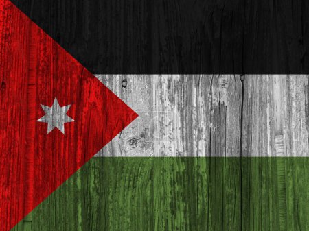 Photo for Jordan flag on grunge wooden background - Royalty Free Image