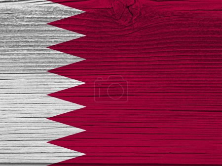 Foto de Bandera de Qatar sobre fondo grunge de madera - Imagen libre de derechos