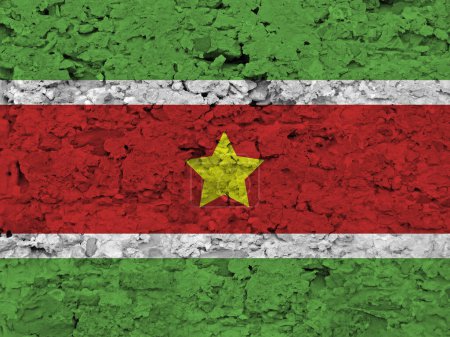 Photo for Suriname flag on scratched rough stone texture - Royalty Free Image