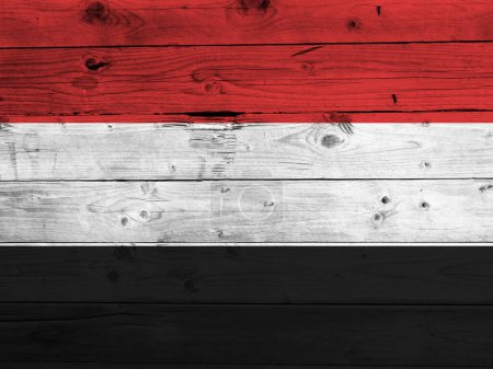 Foto de Bandera de Yemen sobre fondo grunge de madera - Imagen libre de derechos