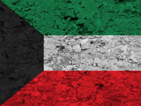 Téléchargez les photos : Drapeau Koweït sur texture de pierre brute rayée - en image libre de droit