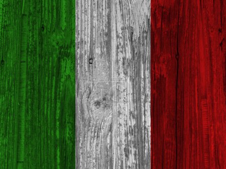 Foto de Bandera de Italia sobre fondo grunge de madera - Imagen libre de derechos
