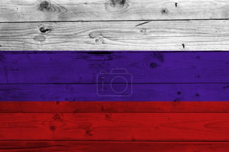 Téléchargez les photos : Drapeau Russie sur fond bois grunge - en image libre de droit