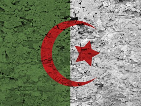 Foto de Bandera de Argelia en textura de piedra rugosa rayada - Imagen libre de derechos