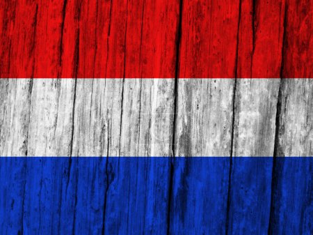 Photo for Holland flag on grunge wooden background - Royalty Free Image