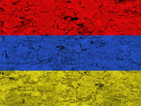 Photo for Armenia flag on scratched rough stone texture - Royalty Free Image