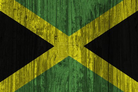 Foto de Bandera de Jamaica sobre fondo grunge de madera - Imagen libre de derechos