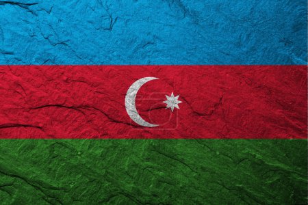 Photo for Azerbaijan flag on scratched rough stone texture - Royalty Free Image